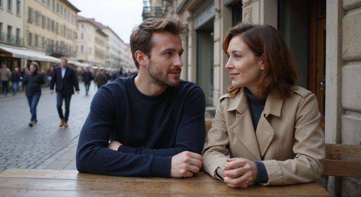 Ein Paar genießt ein Gespräch übe erotische kontakte und sex-dating in Bern bei Kaffee in Bern.