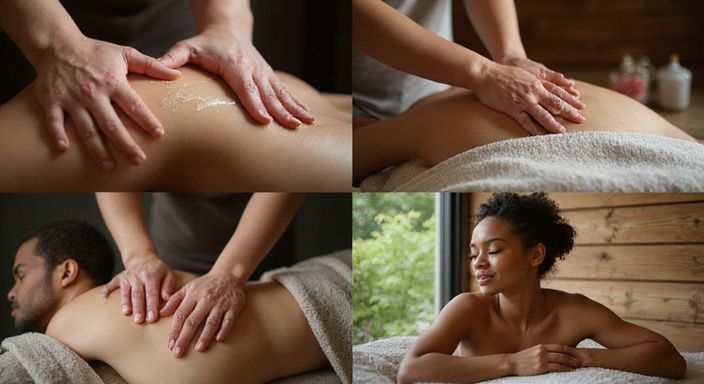 Intime Momente der Massage und Wellness in verschiedenen entspannenden Umgebungen. Intime Momente der Massage und Wellness in verschiedenen entspannenden Umgebungen.