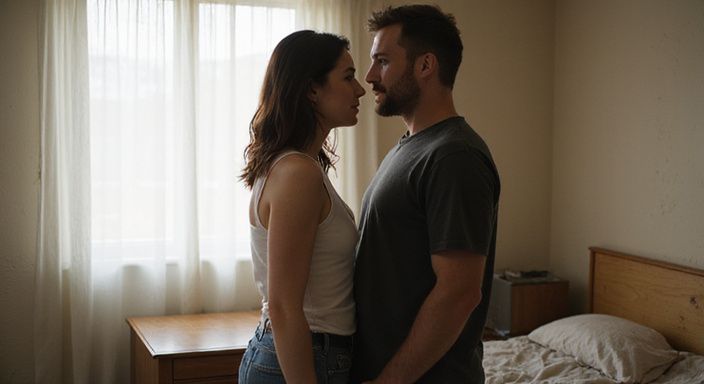 Ein Paar in einem Hotelzimmer führt ein vertrauliches Gespräch. Ein Paar in einem Hotelzimmer führt ein vertrauliches Gespräch über sexkontakt in Aargau.