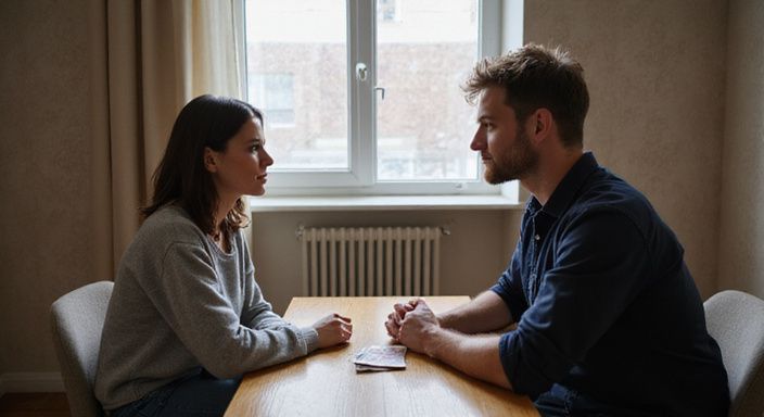 Eine Frau und ein Mann haben eine intensive, stille Begegnung.