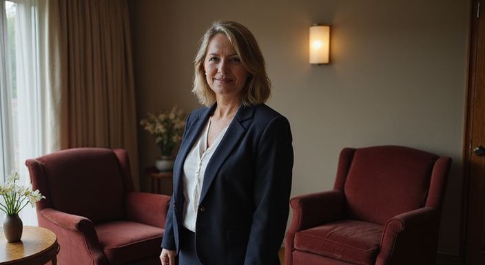 Eine elegante Frau in einem Hotel-Lobby mit luxuriösem Ambiente. Eine elegante Frau in einem Hotel-Lobby mit luxuriösem Ambiente.