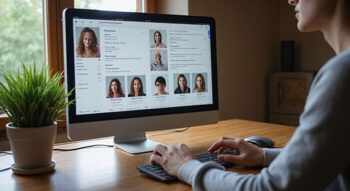 Ein Computerbildschirm zeigt detaillierte Profile für intime Begegnungen.