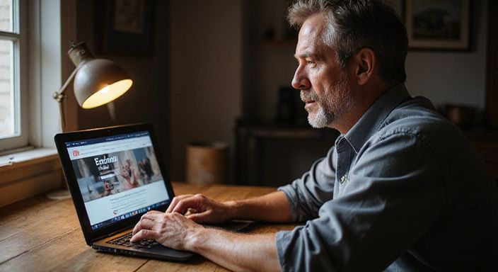 Ein nachdenklicher Mann tippt auf seinem Laptop und suche sexkontakt in Uri.