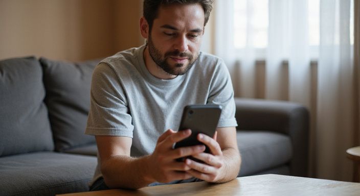 Eine Person betrachtet auf ihrem Smartphone Dienstleister in Schwyz.