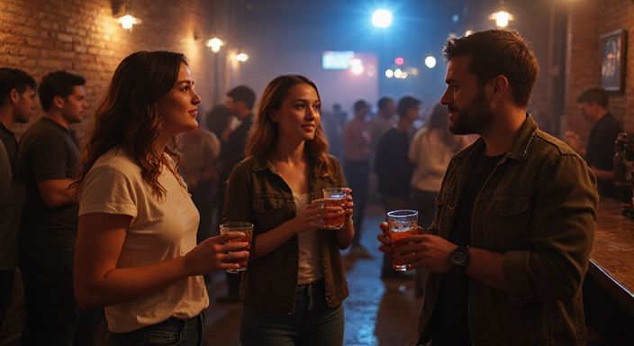 Junge Erwachsene genießen eine lebhafte Nacht im Nachtclub.