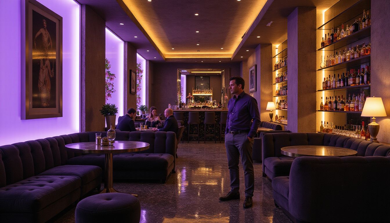 Ein stilvolles Schweizer Nachtclub-Interieur mit eleganter Einrichtung und Atmosphäre. Ein stilvolles Schweizer Nachtclub-Interieur mit eleganter Einrichtung und Atmosphäre.